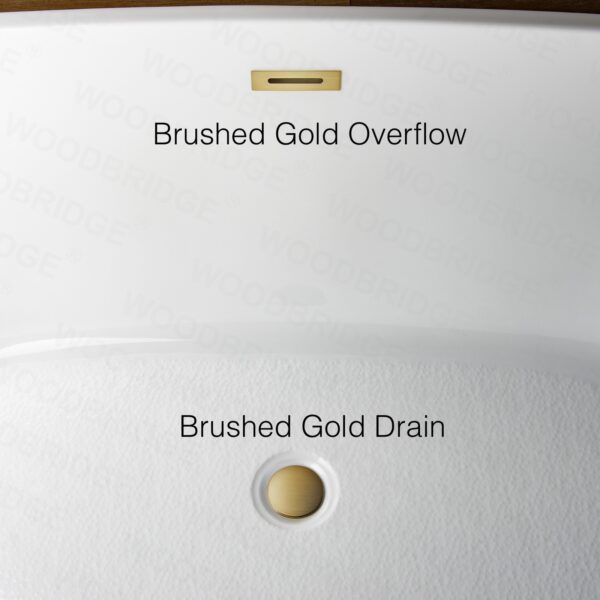 Woodbridge 67" Acrylic Freestanding Soaking Bathtub White with Brushed Gold Drain & Overflow