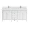James Martin Brittany 72" Double Bathroom Vanity Bright White with 3cm White Zeus Quartz Top