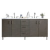 James Martin Metropolitan 72-inch Double Bathroom Vanity in Silver Oak with Arctic Fall Top