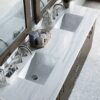 James Martin Metropolitan 72-inch Double Bathroom Vanity in Silver Oak with Arctic Fall Top
