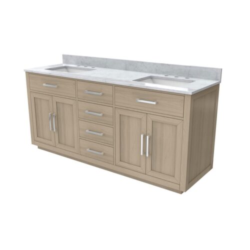 DreamLine Dexterity 72-inch Free Standing Double Basin Vanity Set in Light Oak