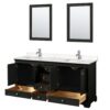 Wyndham Collection Deborah 72" Double Bathroom Vanity Dark Espresso with White Carrara Marble Top