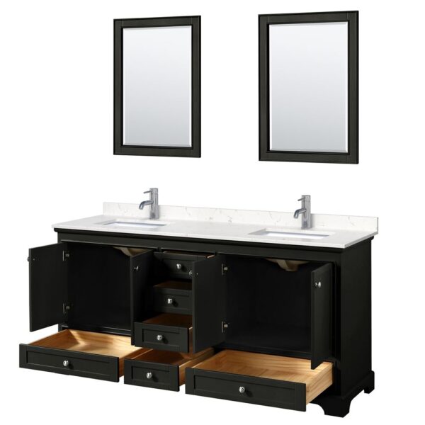 Wyndham Collection Deborah 72" Double Bathroom Vanity Dark Espresso with White Carrara Marble Top
