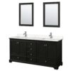 Wyndham Collection Deborah 72" Double Bathroom Vanity Dark Espresso with White Carrara Marble Top