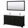 Wyndham Collection Deborah 72" Double Bathroom Vanity Dark Espresso with White Carrara Marble Top