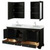 Wyndham Collection Deborah 72" Double Bathroom Vanity Dark Espresso with White Carrara Marble Top