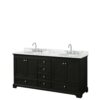 Wyndham Collection Deborah 72" Double Bathroom Vanity Dark Espresso with White Carrara Marble Top