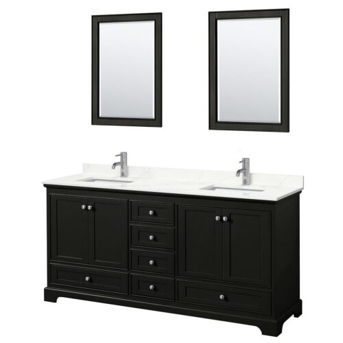 Wyndham Collection Deborah 72" Double Bathroom Vanity Dark Espresso with White Carrara Marble Top 72-inch