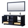 Wyndham Collection Avery 72" Double Bathroom Vanity Dark Blue with White Carrara Marble Top