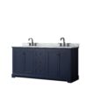 Wyndham Collection Avery 72" Double Bathroom Vanity Dark Blue with White Carrara Marble Top