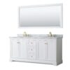 Wyndham Collection Avery 72" Double Bathroom Vanity White with White Carrara Marble Top