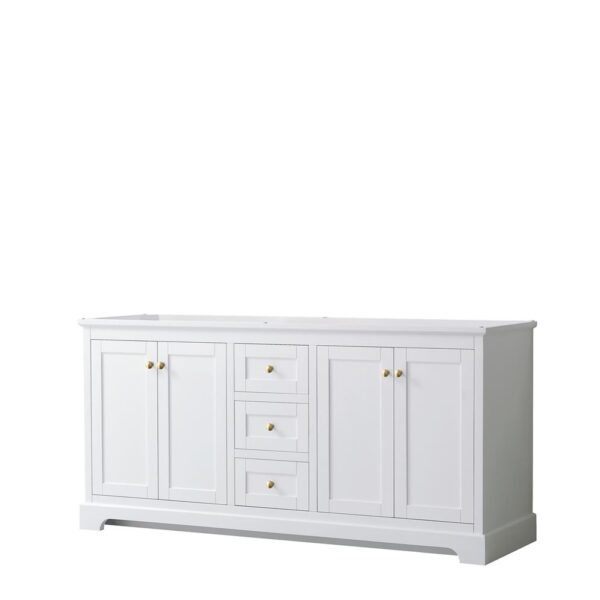 Wyndham Collection Avery 72" Double Bathroom Vanity White with White Carrara Marble Top
