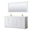 Wyndham Collection Avery 72" Double Bathroom Vanity White with White Carrara Marble Top 72-inch