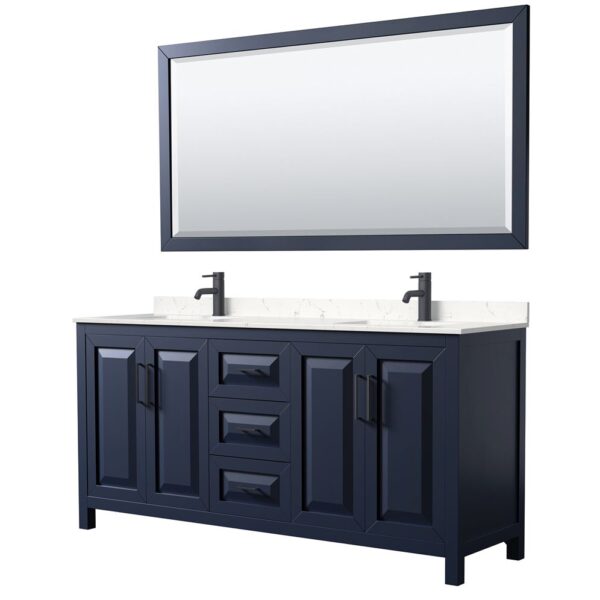WCV252572DBBC2UNSM70.jpg Wyndham Collection Daria 72" Double Bathroom Vanity Dark Blue with White Cultured Marble Top