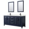 Wyndham Collection Daria 72" Double Bathroom Vanity Dark Blue with White Cultured Marble Top 72-inch