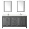 Wyndham Collection Daria 72" Double Bathroom Vanity Dark Gray Cultured Marble Top with 70" Mirror