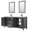 Wyndham Collection Daria 72" Double Bathroom Vanity Dark Gray Cultured Marble Top with 70" Mirror
