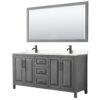 Wyndham Collection Daria 72" Double Bathroom Vanity Dark Gray Cultured Marble Top with 70" Mirror