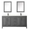 Wyndham Collection Daria 72" Double Bathroom Vanity Dark Gray Cultured Marble Top with 70" Mirror