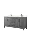 Wyndham Collection Daria 72" Double Bathroom Vanity Dark Gray Cultured Marble Top with 70" Mirror