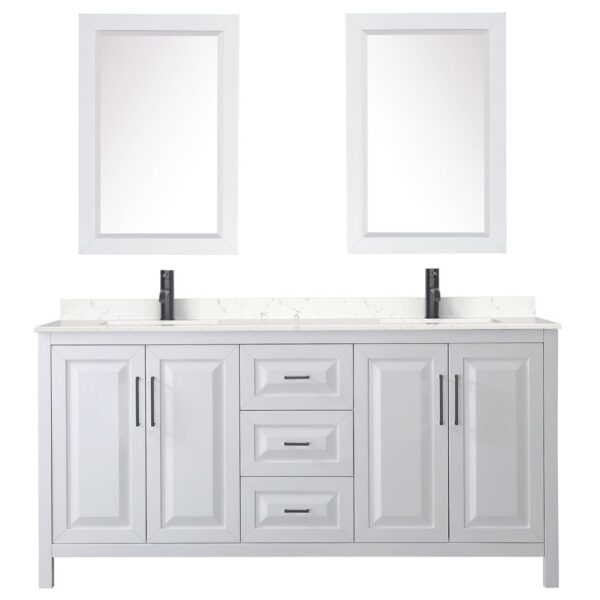 Wyndham Collection Daria 72" Double Bathroom Vanity Cabinet White with Chrome Hardware (No Top)