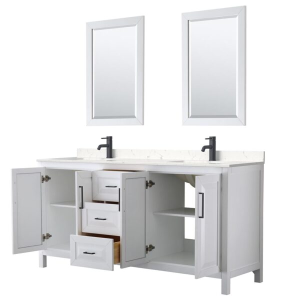 Wyndham Collection Daria 72" Double Bathroom Vanity Cabinet White with Chrome Hardware (No Top)