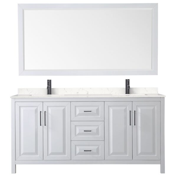 Wyndham Collection Daria 72" Double Bathroom Vanity Cabinet White with Chrome Hardware (No Top)