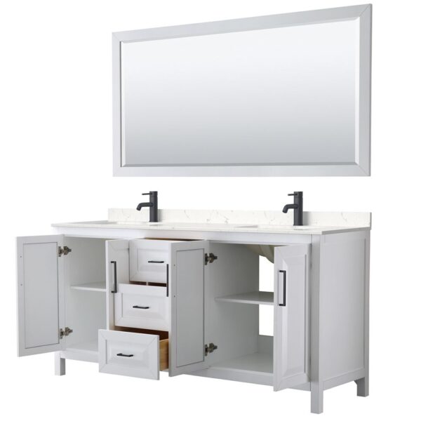 Wyndham Collection Daria 72" Double Bathroom Vanity Cabinet White with Chrome Hardware (No Top)