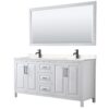 Wyndham Collection Daria 72" Double Bathroom Vanity Cabinet White with Chrome Hardware (No Top)