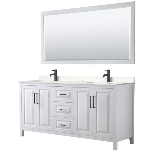 Wyndham Collection Daria 72" Double Bathroom Vanity Cabinet White with Chrome Hardware (No Top)