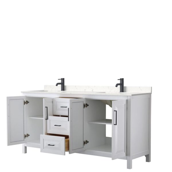 Wyndham Collection Daria 72" Double Bathroom Vanity Cabinet White with Chrome Hardware (No Top)
