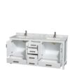 Wyndham Collection Sheffield 72-inch Double Bathroom Vanity in White with Carrara Marble Top