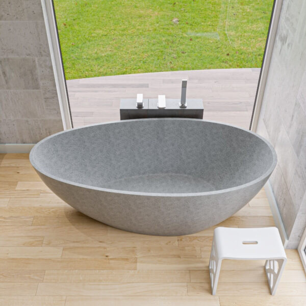abco72tub_5 ALFI Brand 72" Concrete Tear Drop Freestanding Bathtub – ABCO72TUB