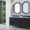James Martin Brittany 72-inch Double Bathroom Vanity in Victory Blue with Eternal Jasmine Pearl Top