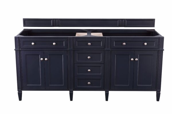 James Martin Brittany 72-inch Double Bathroom Vanity in Victory Blue with Eternal Jasmine Pearl Top