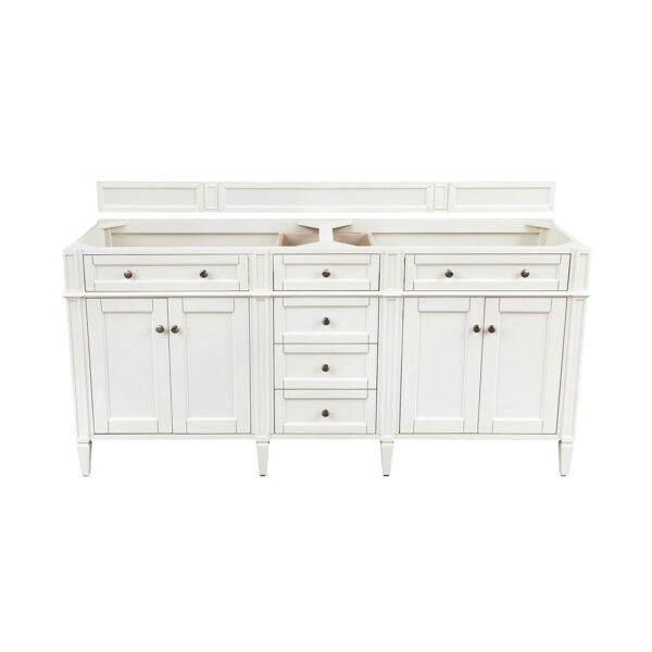 James Martin Brittany 72" Double Bathroom Vanity Bright White with 3cm White Zeus Quartz Top