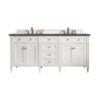 James Martin Brittany 72" Double Bathroom Vanity Bright White with 3cm White Zeus Quartz Top