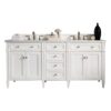 James Martin Brittany 72" Double Bathroom Vanity Bright White with 3cm White Zeus Quartz Top