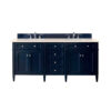 James Martin Brittany 72-inch Double Bathroom Vanity in Victory Blue with Eternal Jasmine Pearl Top