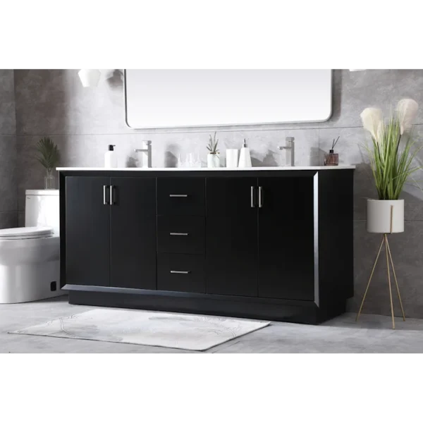 Elegant Lighting Hayes 72-inch Free Standing Double Sink Bathroom Vanity in Blue with Marble Top