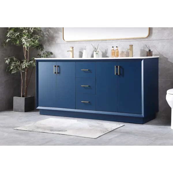 Hayes 72" Free Standing Double Basin Vanity Set with Cabinet and Marble Vanity Top