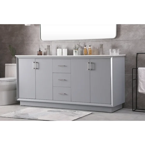 Elegant Lighting Hayes 72-inch Free Standing Double Sink Bathroom Vanity in Blue with Marble Top